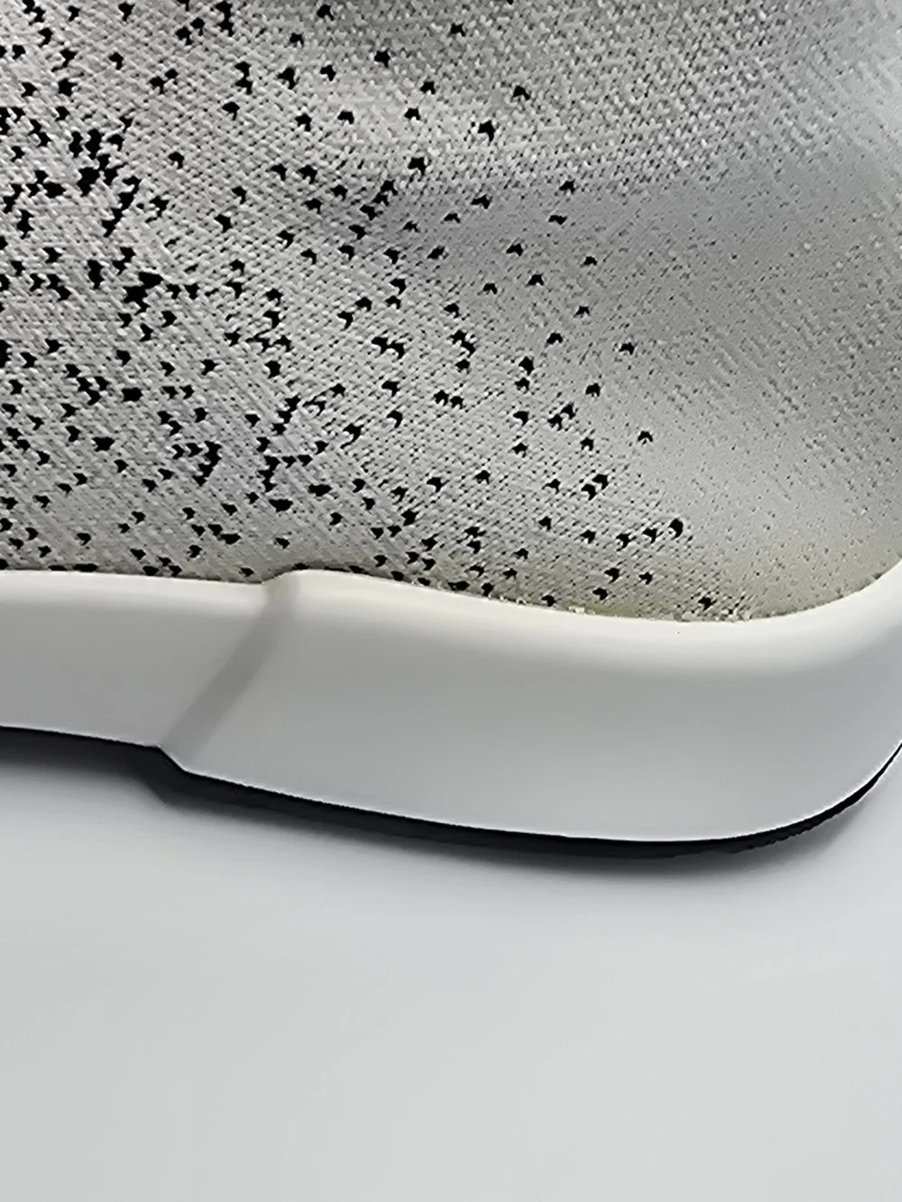 ALO Yoga Women's Sock-Style Sneakers in White and Black Speckle
